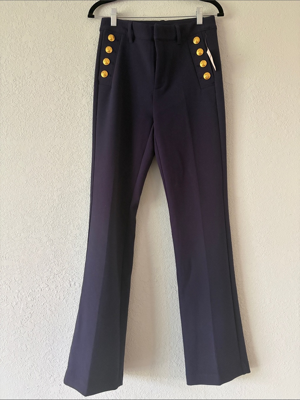 GAP Dark Navy High-Waist Pants with Button Detail